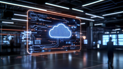 Cloud Computing Interface Displaying Data Management and Technology Innovations