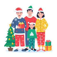 People enjoying xmas party flat illustration 