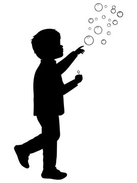 recommend clip art: Silhouette of Boy Playing Soap Bubbles