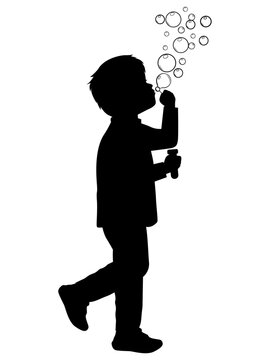 recommend clip art: Silhouette of Boy Playing Soap Bubbles