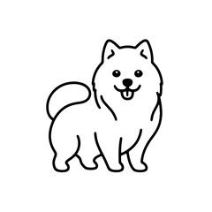 Fototapeta premium こちらを見ている可愛い子犬のシンプルな線画イラスト 透過背景の切り抜き
