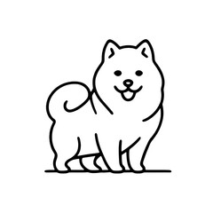 Fototapeta premium こちらを見ている可愛い柴犬の子犬のシンプルな線画イラスト 透過背景の切り抜き