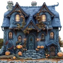 Spooky Decorated House for Halloween Celebration