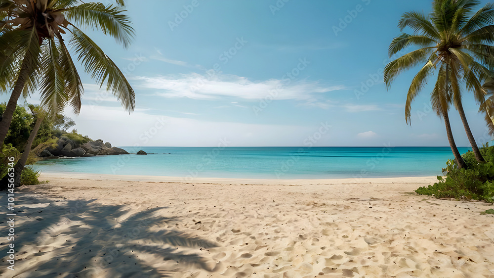 Wall mural beach with coconut trees