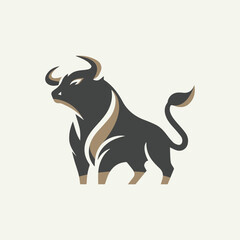 Logo illustration of a bull silhouette with a slight brown shadow