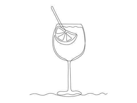 spritz aperol cocktail cocktail. continuous one line art hand drawing sketch, logo
