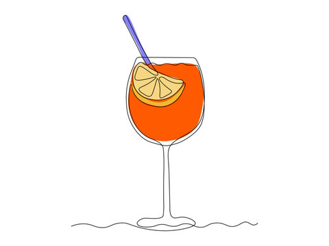 spritz aperol cocktail cocktail. continuous one line art hand drawing sketch, logo