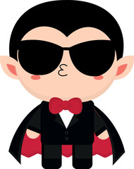 Cute vampire, goth, with expressions, collection, stick Fun Emotions, vampire with glasses