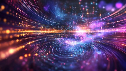 Abstract Digital Background with Vibrant Colors and Glowing Lines