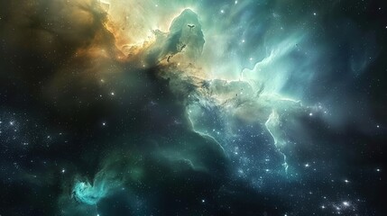 Fototapeta premium Illustration of a space cosmic background of supernova nebula and stars, glowing mysterious universe