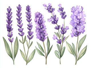 Naklejka premium Watercolor Lavender Flowers: Botanical Art Print