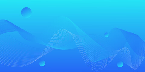 Dynamic background illustration light blue gradient with wave lines and simple circle style. Cool design.