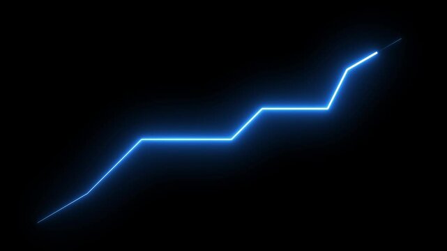 Animated Financial Growth Graph. Illustration of incredible financial growth, a stock market boom or an impressive increase of business sales. Blowing neon business Arrow animation. 4k video.