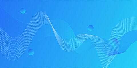 Dynamic background illustration light blue gradient with wave lines and simple circle style. Cool design. eps10