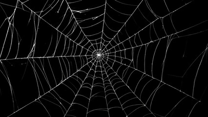 Obraz premium Detailed spider web against a black background