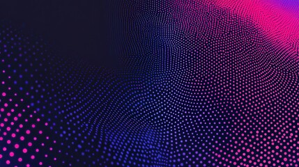 Fototapeta premium Halftone dots, dark blue and pink gradient pattern, Abstract digital technology style, Pop art dot science cartoon or futuristic moving dots particles 