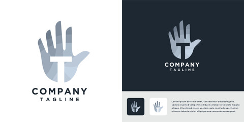 Letter T hand logo design template