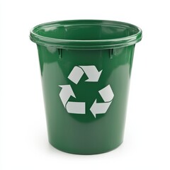 Green recycling bin isolated on white background.