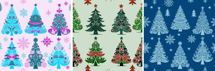 seamless pattern with christmas trees