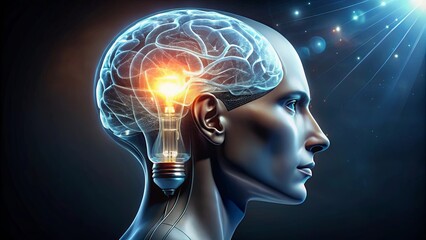 A Humanoid Figure With a Light Bulb in Place of the Brain, Representing the Glow of Innovation and Thought