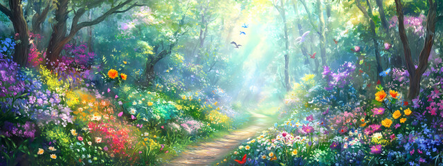 Vivid Spring Forest Paradise