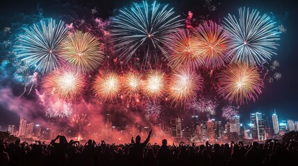 Colorful Fireworks Illuminate the Night Sky