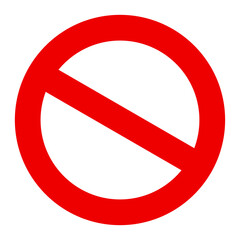 Red Not Allowed sign, Prohibition sign or denied sign isolated on a cutout PNG transparent background