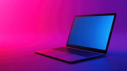 The Laptop with Neon Background