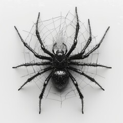 Obraz premium Realistic 3D Cartoon Spider in Web