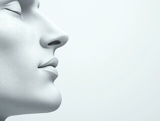 Profile of a serene mannequin head against a light background.