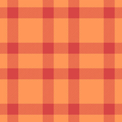 Vintage seamless pattern check, everyday plaid vector tartan. Salmon fabric background texture textile in orange and red colors.