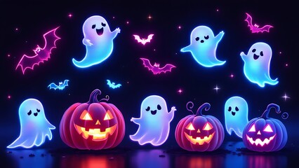 Fototapeta premium halloween background with ghosts