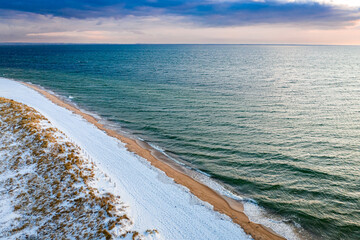 Winter at Baltic Sea. Snowy Hel peninsula.