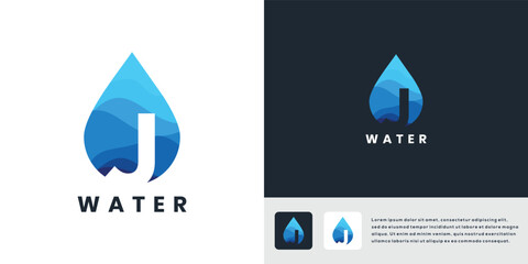 Water letter U logo design template