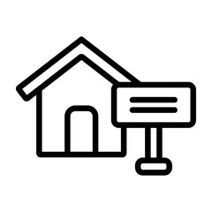 House For Sale Vector Line Icon Design