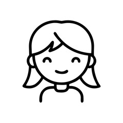 Obraz premium Smiling girl icon in black outline