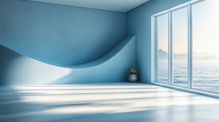 Smooth Corporate White-to-Blue Gradient Background with Ample Copy Space for Design Layouts