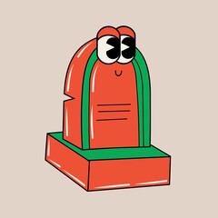 Doodle cute character illustration tombstone sticker