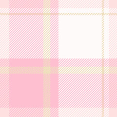 Ethnic plaid fabric tartan, christmas texture seamless check. Folk textile vector background pattern in white and pink colors.