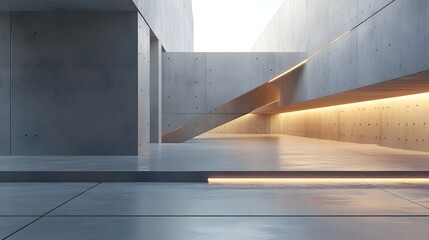 Obraz premium Minimalist Architectural Installations with Sleek Geometric Lines and Ambient Lighting