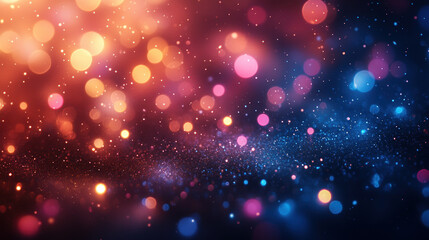 Abstract background of colorful bokeh lights creating a festive and vibrant atmosphere, perfect for celebrations and joyful events.