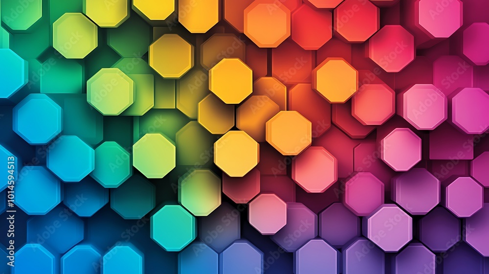 Poster Abstract background with colorful hexagonal pattern.