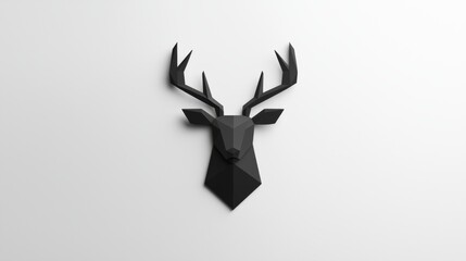 Abstract deer head formed by geometric shapes on a simple clean background