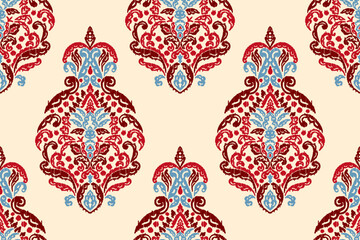 Saree Sarong Motifs Ikat floral paisley embroidery floral.ikat ethnic oriental pattern traditional.Ikat embroidery style abstract embroidery design for texture,fabric,clothing,wrapping,decoration