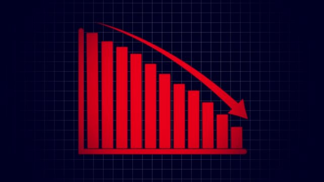 Abstract decreasing business graph chart animation background