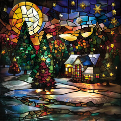 Stained Glass Christmas Background