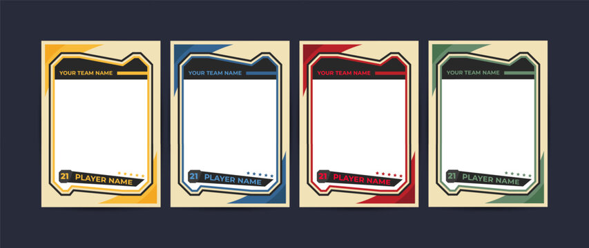 Set of trading frames for game sports card template, Suitable for creating custom sports cards or team lineup displays