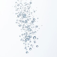 Bubbles rise through a clear background, creating a serene and refreshing visual of water movement and fluidity.