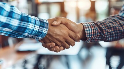 Businessmen shaking hands in close-up, symbolizing successful energy deal, with energy infrastructure in the background.