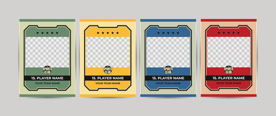 Set of trading frames for game sports card template, collection of player frames for sports